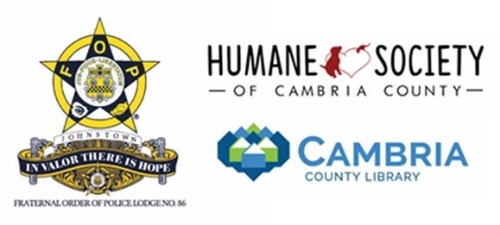 image of 3 logos of USSCO's supported nonprofits to join USSCO: Fraternal Order of Police Lodge No. 86, Humane Society of Cambria County, and Cambria County Library.